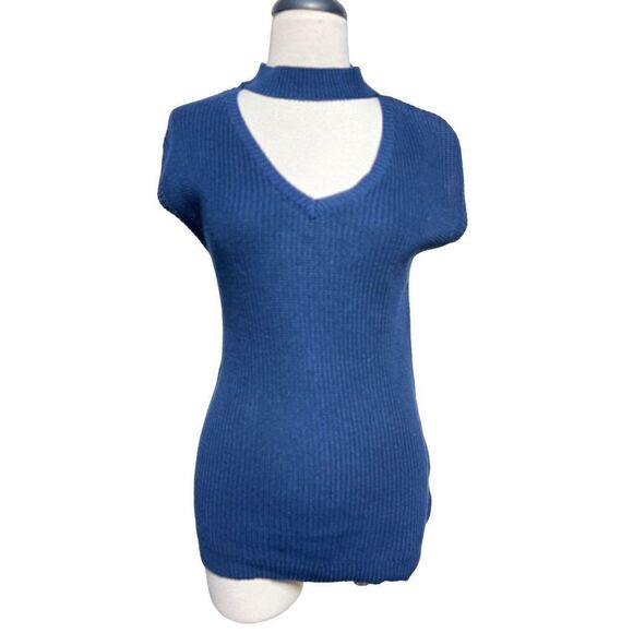 Skies Are Blue Sexy Navy Blue Sleeveless Tunic Sweater Size XS - Picture 1 of 4